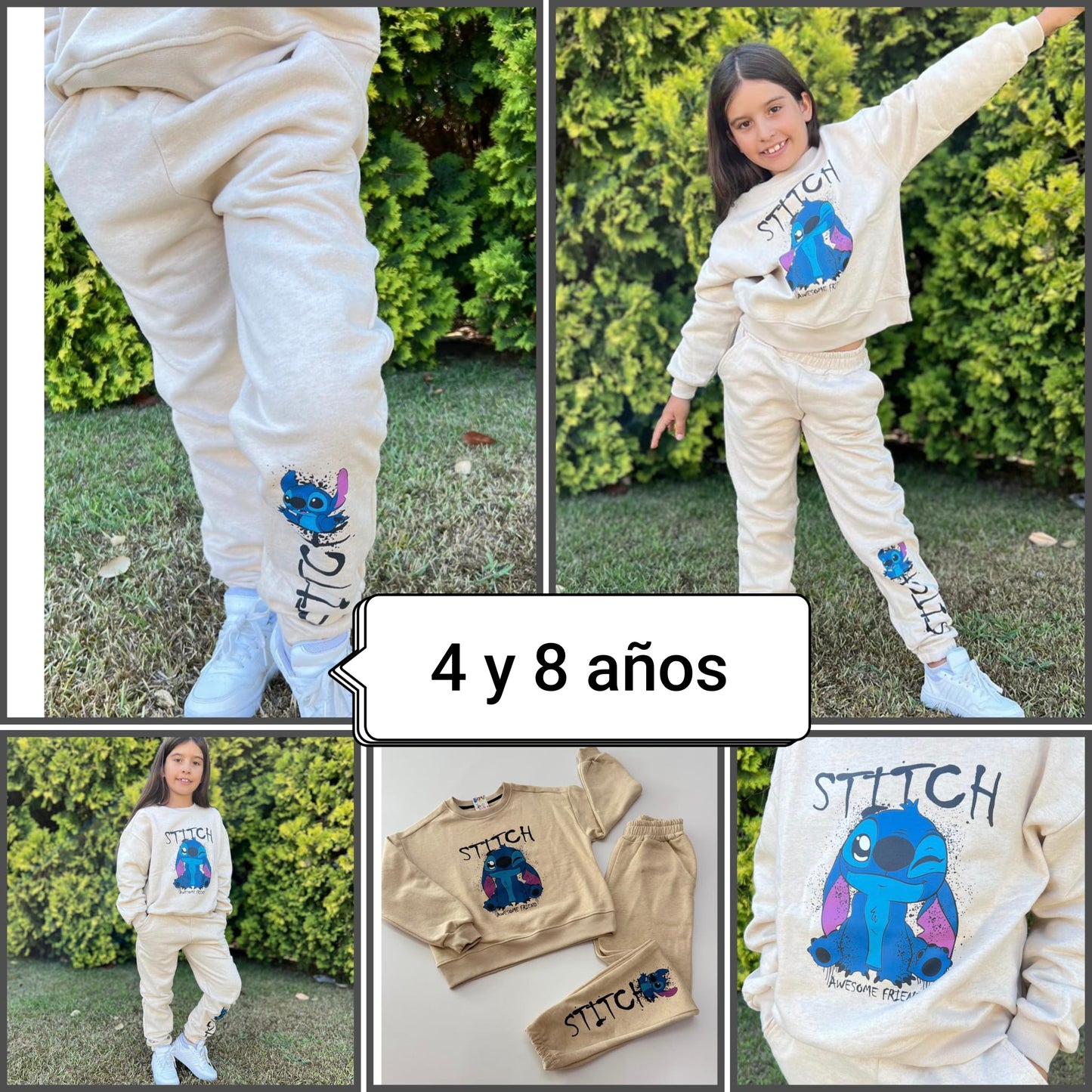 Conjunto deportivo infantil Stitch beige