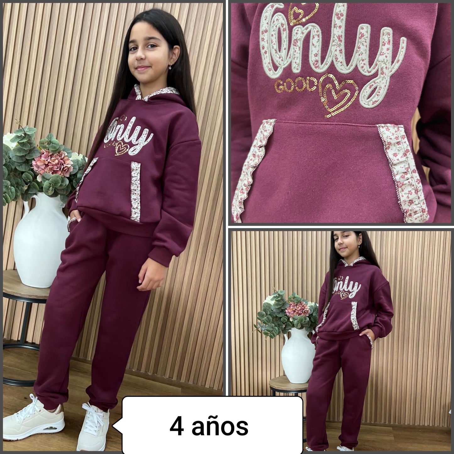 Conjunto niña granate Only
