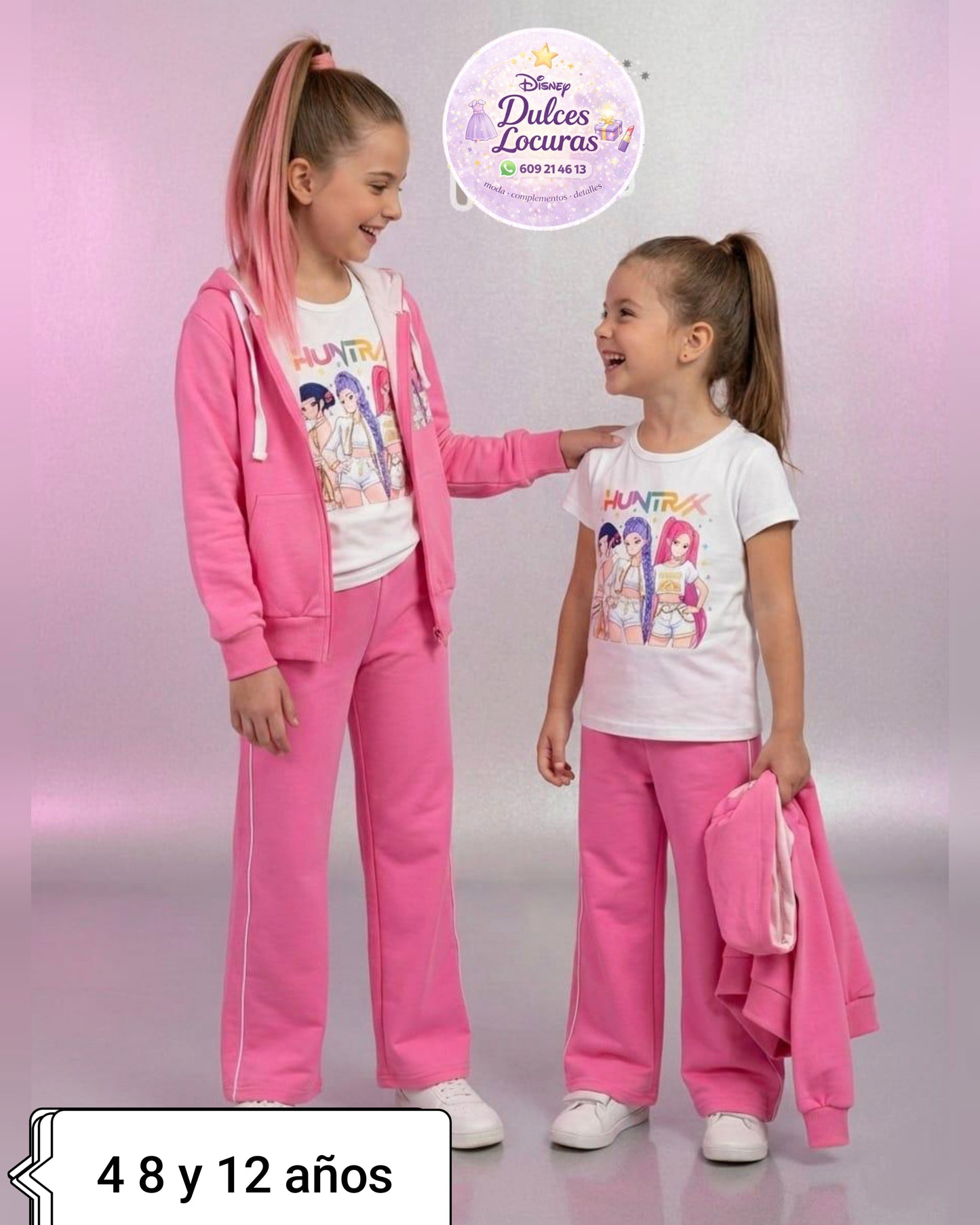 Chándal niña completo 3 piezas rosa Kpop primavera