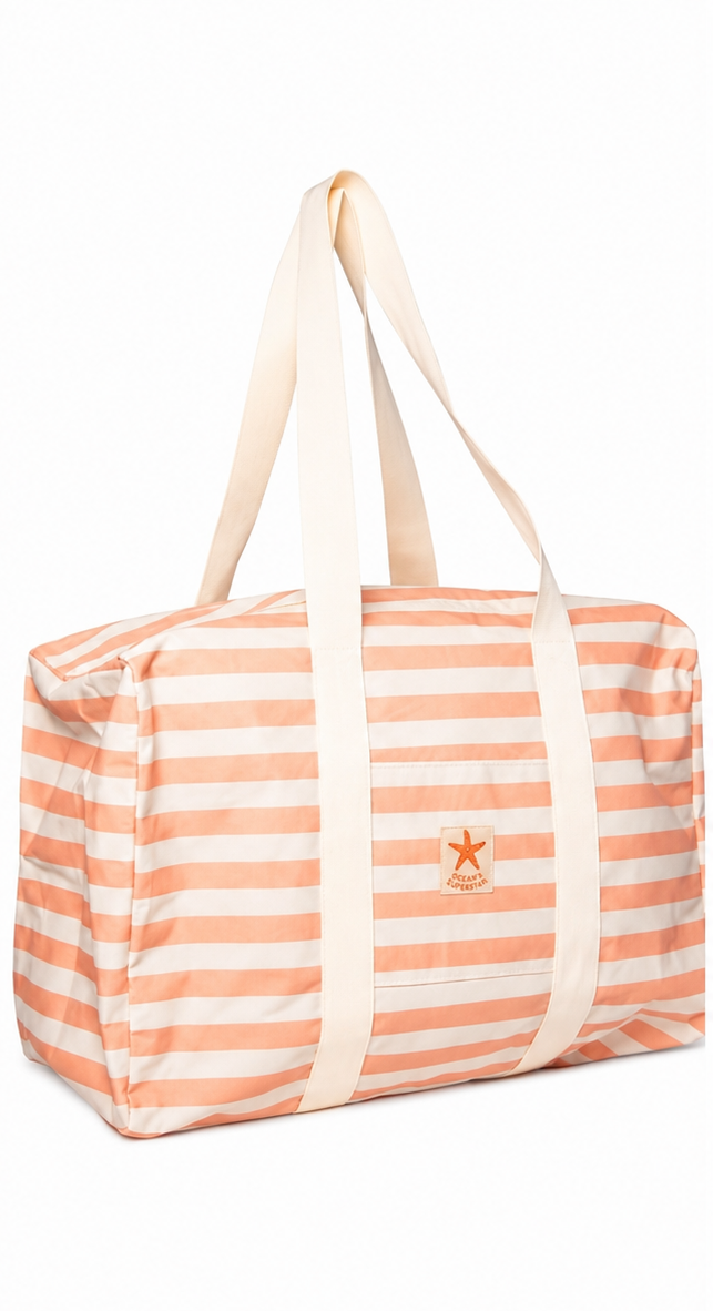 Bolsa viaje marinero Soft Beach azul y Salmón, 48x22x29 cm | Bolsa playa y piscina