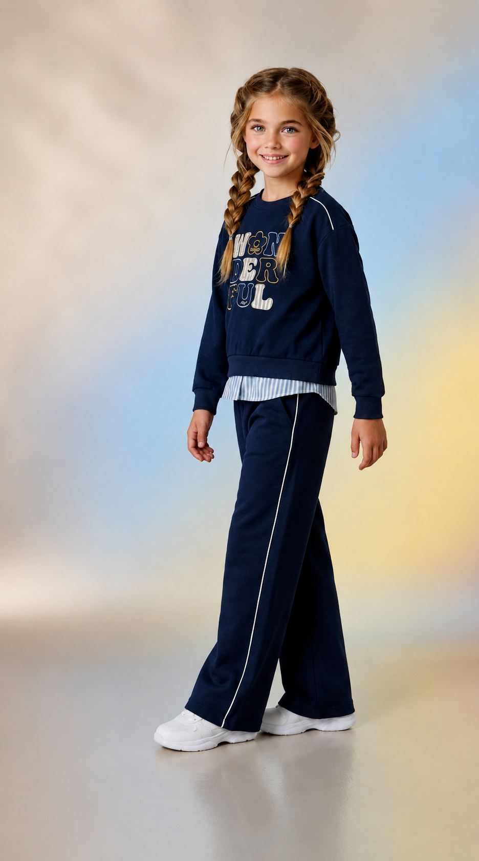 Conjunto infantil "Wonderful" azul marino