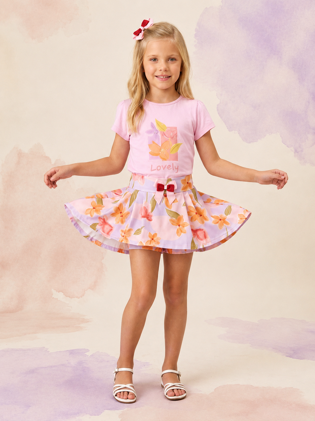 Conjunto Infantil Lovely con Falda-Short Floral 🌸💕