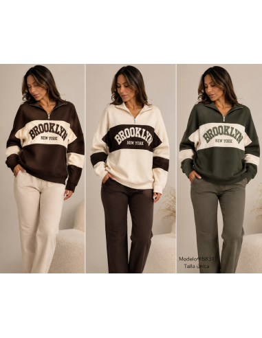 Suéter mujer Brooklyn cuello cremallera